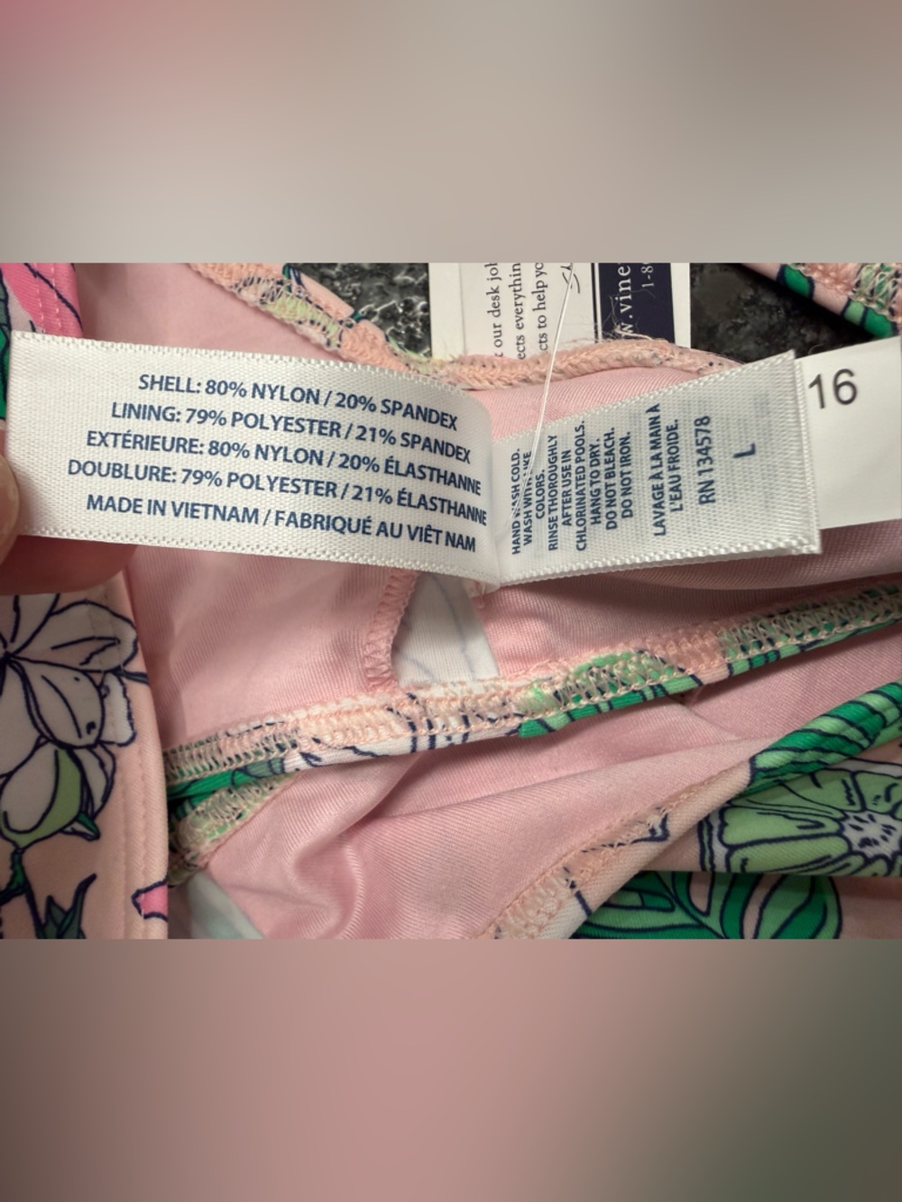 Vineyard Vines Pink Cloud Painted Palm Bikini Top - Picture 4 of 5